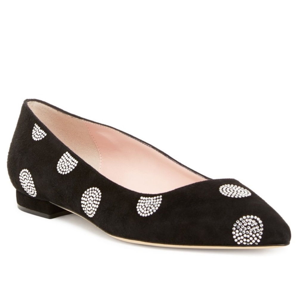 New! Kate Spade Bayla Black Suede Crystal Flats 8